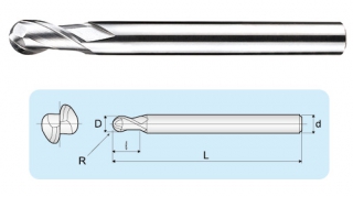 LBC 2-flutes Micro Long Shand Ball End Mills