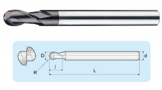 LBCA 2-flutes Micro Long Shand  Ball End Mills