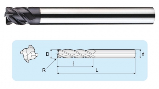 LRGA 4-flutes Micro Grain Long Corner Radius End Mills