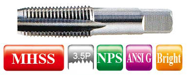 MHSS NPS Straight Thread Pipe Tap MHSS NPS Straight Thread Pipe Tap