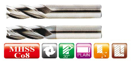 Standard Cobalt High-Speed Steel End Mill- 4-flute Standard Cobalt High-Speed Steel End Mill- 4-flute